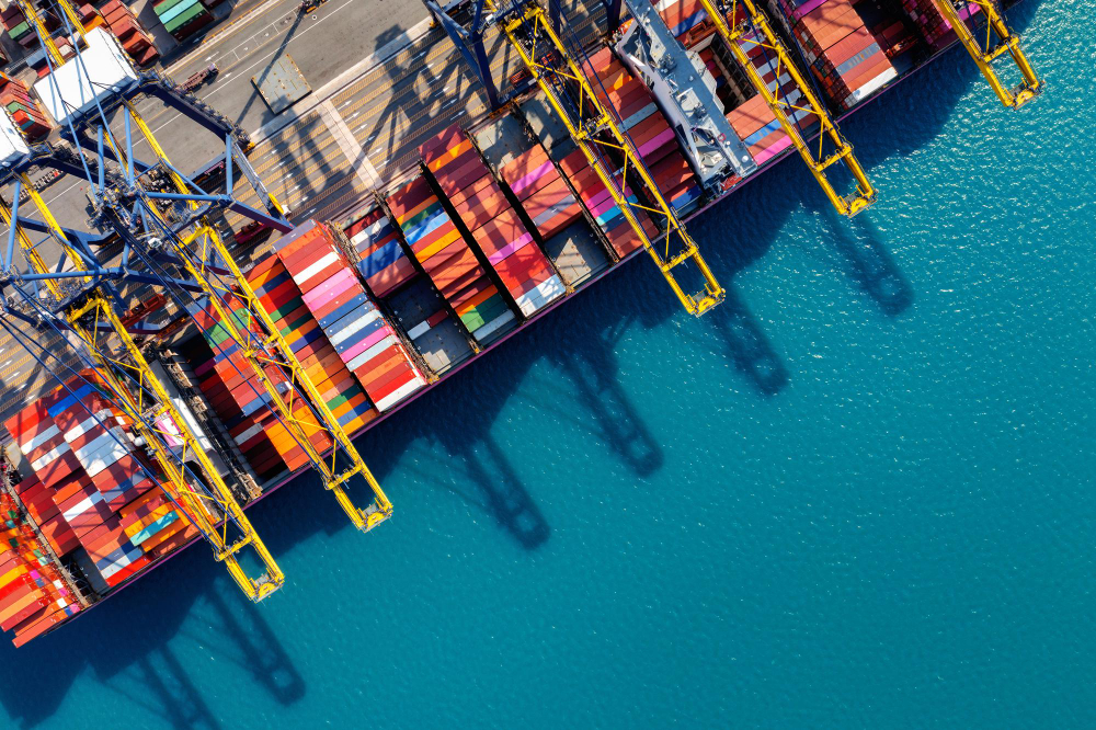SharePoint for UK Port Aerial view of a shipping port to represent SharePoint for UK Port case study