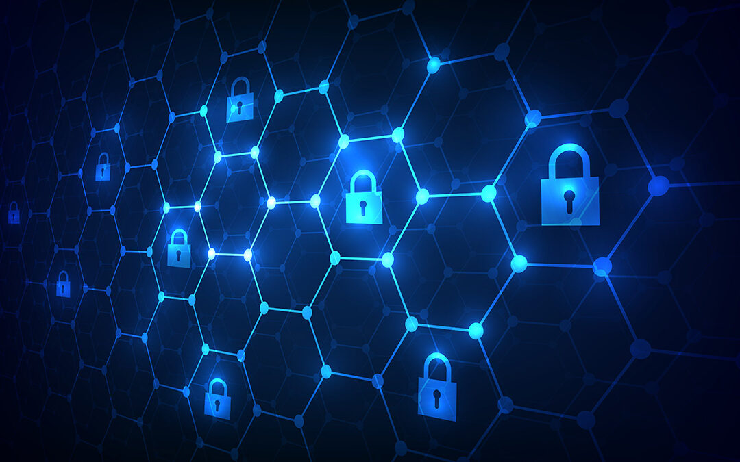 Padlocks in a digital illustration to represent SharePoint security